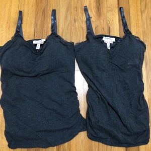 2 Jessica Simpson Lace Trimmed Nursing Tanks